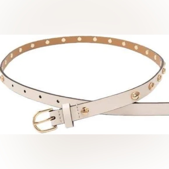 Nwt Kate Spade Cream Studded Belt With Gold Buckle And Studs 15mm Xl